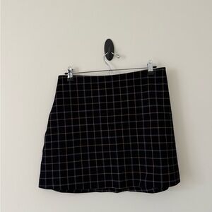 Express Checkered Navy Mini Skirt